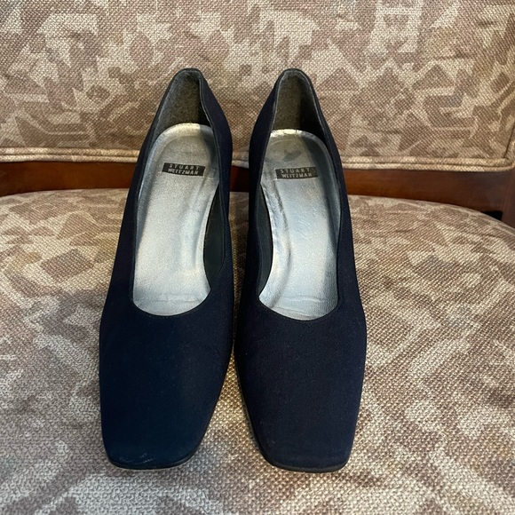 Stuart Weitzman Black Block Heels Size 7.5N - Picture 1 of 6